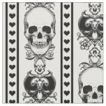 Baroque Skull Stripe Pattern White And Black Fabric