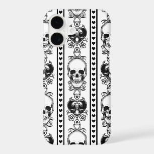 Baroque Skull Stripe Pattern White iPhone 17 Case