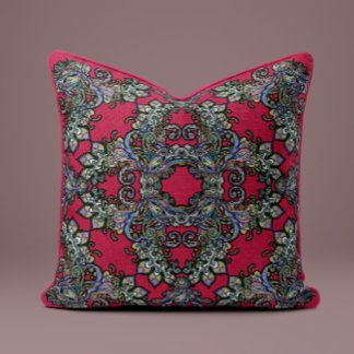Baroque Splendor Pillow in Crimson