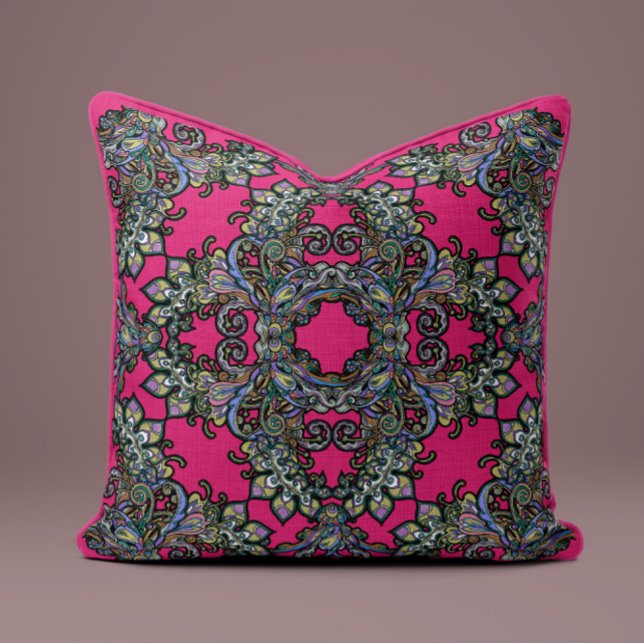 Baroque Splendor Pillow in Hot Pink (Creator Uploaded)