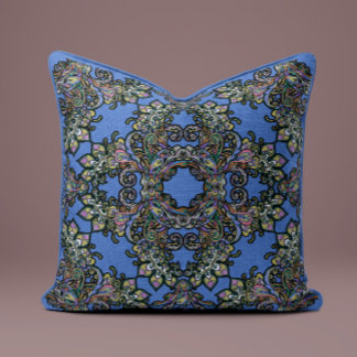 Baroque Splendor Pillow in Sky Blue