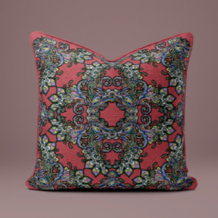 Baroque Splendor Pillow in Wine Red