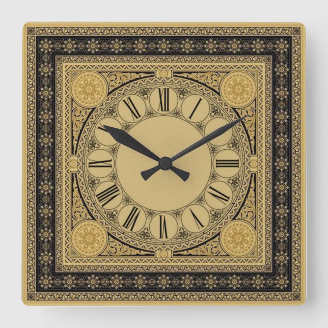 Baroque Square Wall Clock (Front)