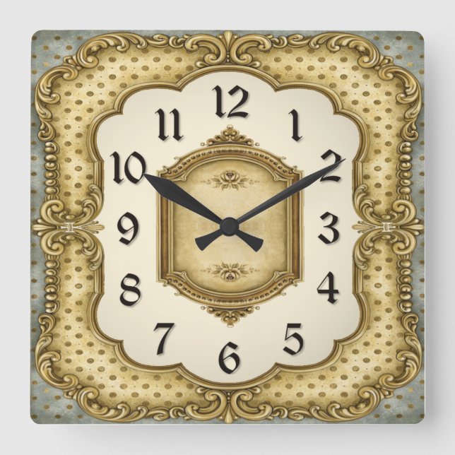 Baroque Square Wall Clock (Front)
