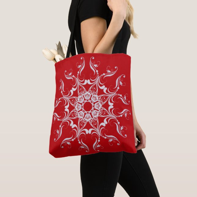 Baroque Stale Floral Mandala Tote Bag (Close Up)