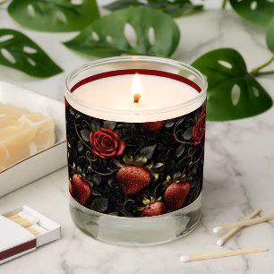 Baroque Strawberries and Roses Seamless Pattern Scented Candle