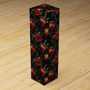 Baroque Strawberries and Roses Seamless Pattern Wine Box