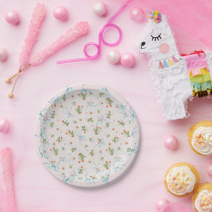 Baroque Strawberries & Bows Pink Paper Plates