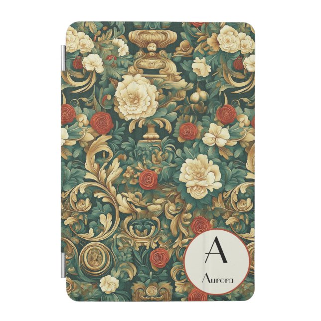 Baroque Style Botanical, Rosettes and Carnations iPad Mini Cover (Front)