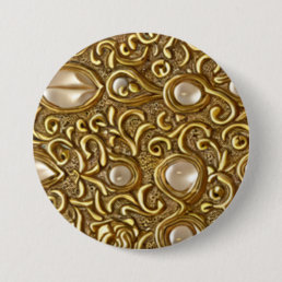 Baroque Style Burnished Gold Floral Pattern Button