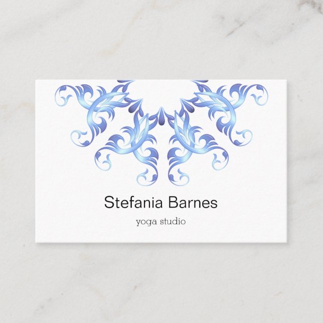 Baroque style circles blue gradient element. business card (Front)