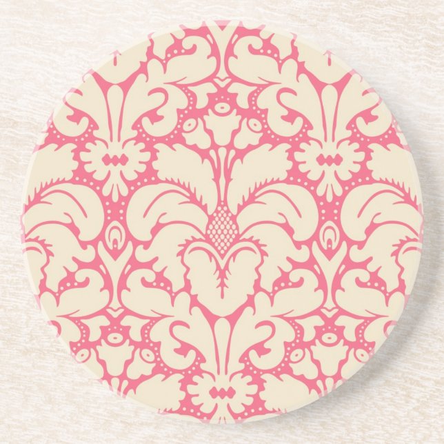 Baroque style damask background 2 drink coaster (Front)