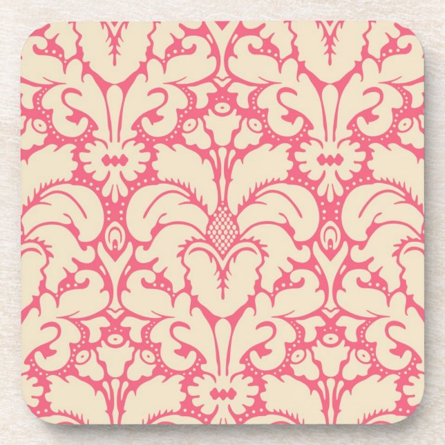 Baroque style damask background 2 drink coaster (Front)