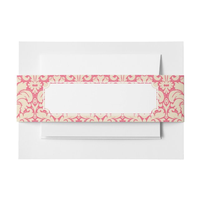 Baroque style damask background 2 invitation belly band (Front Example)