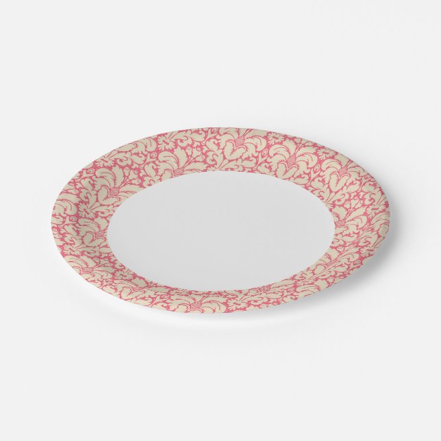 Baroque style damask background 2 paper plates (Angled)