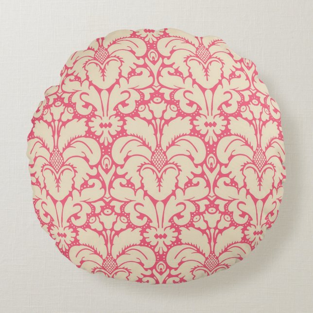 Baroque style damask background 2 round pillow (Front)