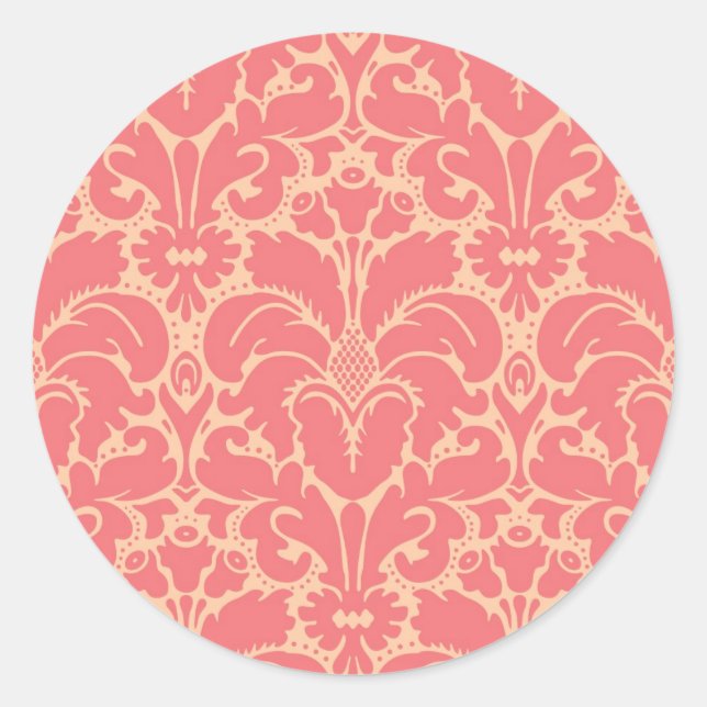 Baroque style damask background classic round sticker (Front)