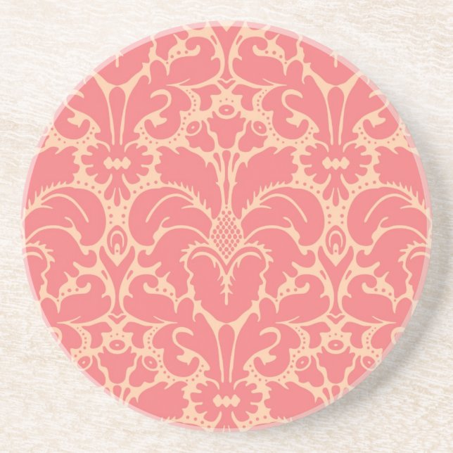 Baroque style damask background sandstone coaster (Front)