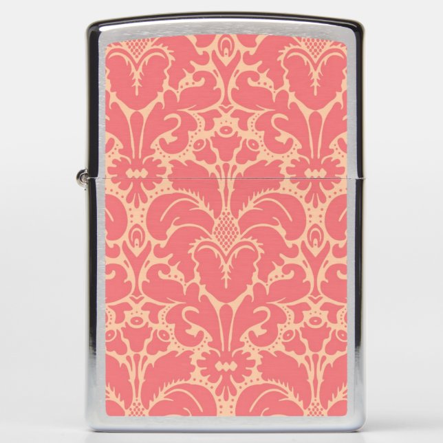 Baroque style damask background zippo lighter (Front)