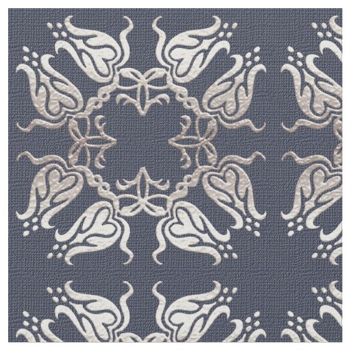 baroque style floral  blue pattern fabric