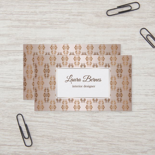 Baroque style gradient beige pattern. business card (Front/Back In Situ)