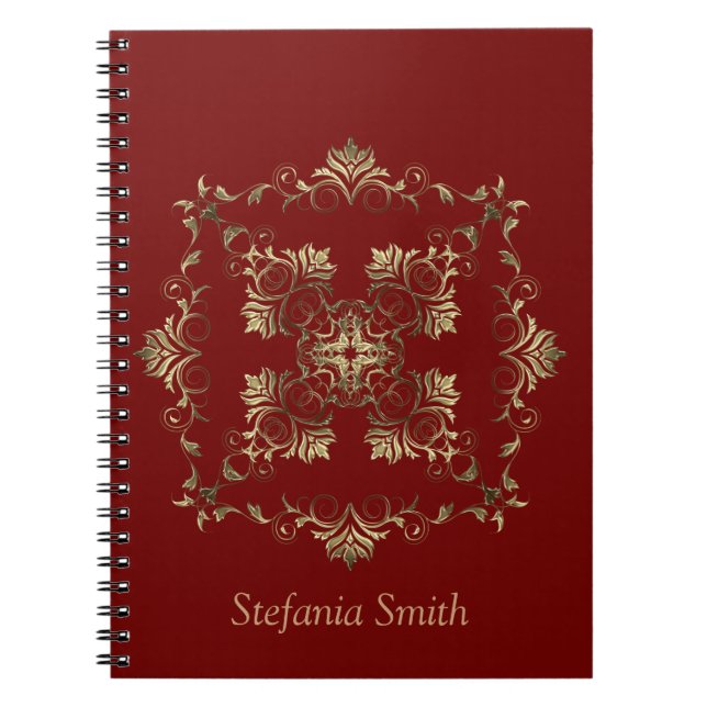 Baroque Style Gradient Golden Design Notebook (Front)