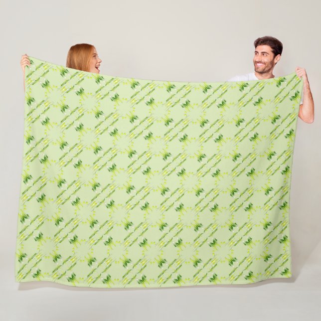 Baroque style green lime pattern. fleece blanket (In Situ)