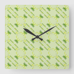 Baroque style lime pattern. square wall clock