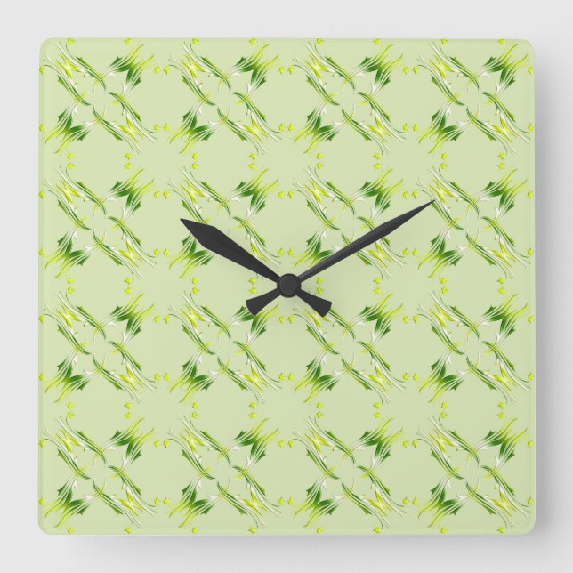 Baroque style lime pattern. square wall clock (Front)