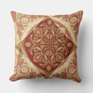 Baroque Style: Mara Trumpet Glory | Golden Red Throw Pillow