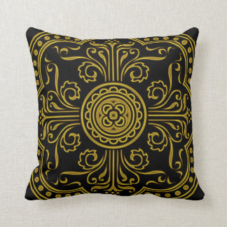 Baroque Style Medallion in Antique Gold Throw Pillow