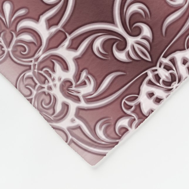 baroque style purple pattern fleece blanket (Corner)