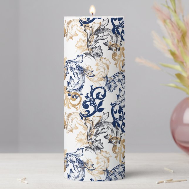 Baroque-Style Retro Classic Pattern  Pillar Candle (In Situ)