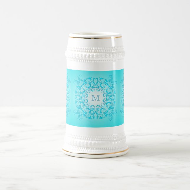 Baroque style turquoise gradient texture. beer stein (Center)