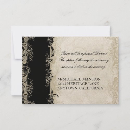 Baroque Style Vintage Rose Black n Cream Lace Invitation