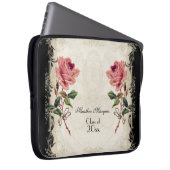 Baroque Style Vintage Rose Black n Cream Lace Laptop Sleeve (Front Right)