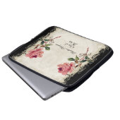 Baroque Style Vintage Rose Black n Cream Lace Laptop Sleeve (Front Bottom)