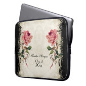 Baroque Style Vintage Rose Black n Cream Lace Laptop Sleeve (Front Left)