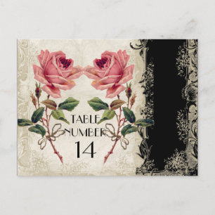 Baroque Style Vintage Rose Black n Cream Lace Postcard