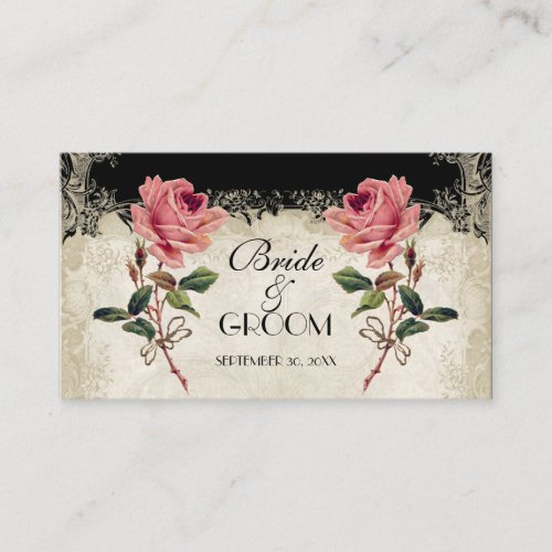 Baroque Style Vintage Rose Black Table Number Card