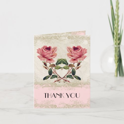Baroque Style Vintage Rose Blush Thank You Notes
