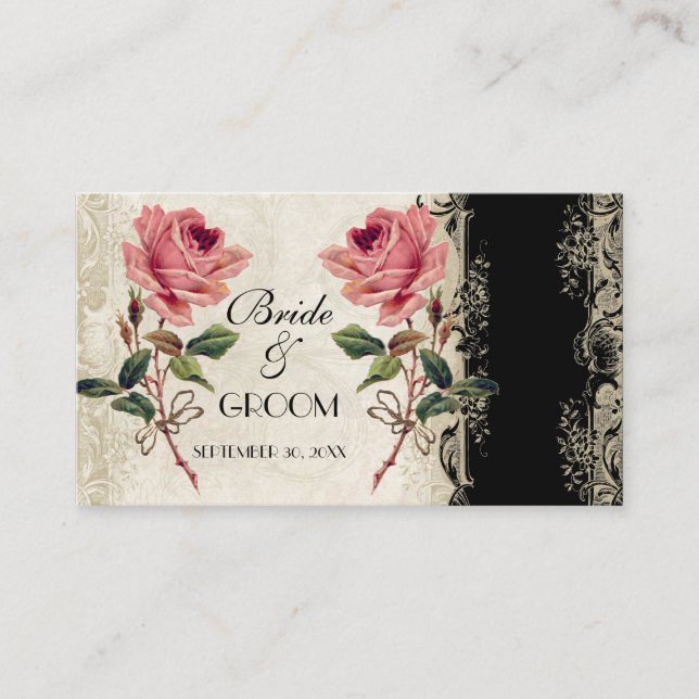 Baroque Style Vintage Rose Gift Registry Card (Front)