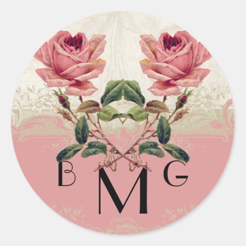 Baroque Style Vintage Rose Lace Classic Round Sticker