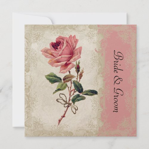 Baroque Style Vintage Rose Lace Invitation