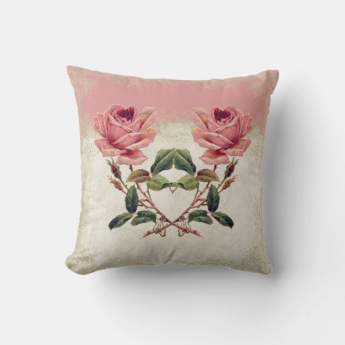 Baroque Style Vintage Rose Lace Throw Pillow