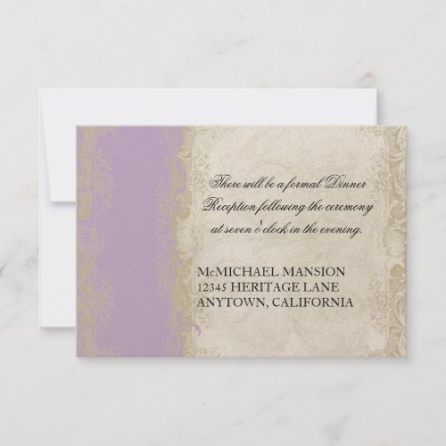 Baroque Style Vintage Rose Lilac n Cream Lace Invitation