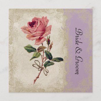 Baroque Style Vintage Rose Lilac N Cream Lace Invitation by VintageWeddings at Zazzle