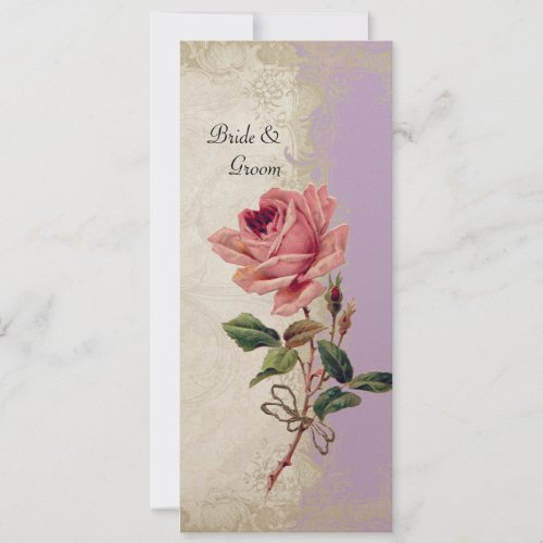 Baroque Style Vintage Rose Lilac n Cream Lace Invitation