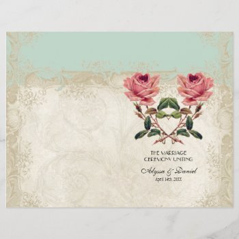 Baroque Style Vintage Rose Mint N Cream Lace by VintageWeddings at Zazzle