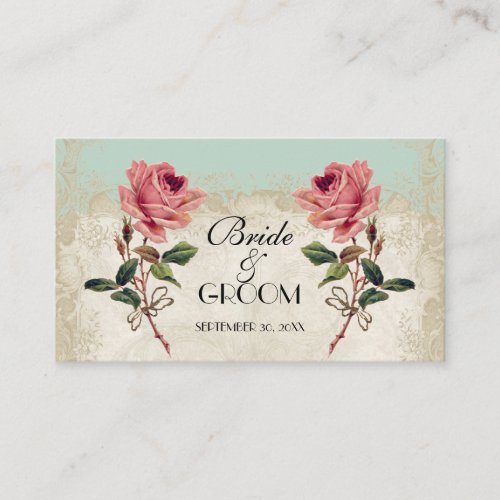 Baroque Style Vintage Rose Mint Table Number Card